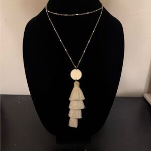 Elegant Cream Tassel Pendant Necklace